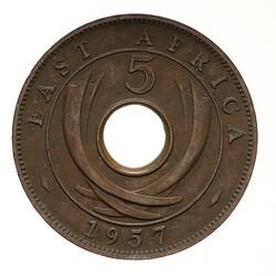 Coin - 5 Cents, British East Africa, 1957