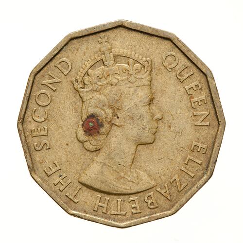 Coin - 3 Pence, Fiji, 1956