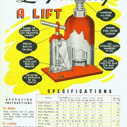 Product information page for a hydraulic jack.