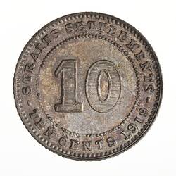 Coin - 10 Cents, Straits Settlements, 1919