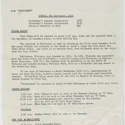 Notice - SS Stratheden, P&O Line, Today's Events, 8 Sep 1963