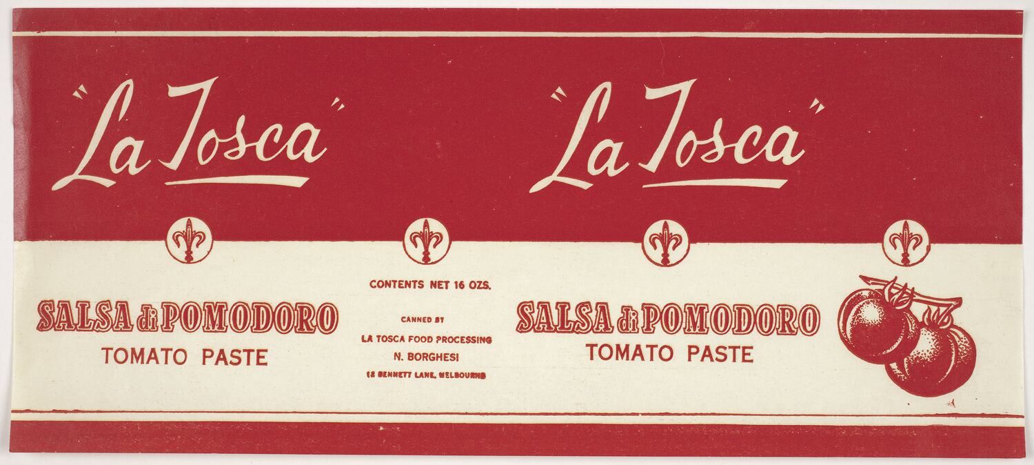 Food Label - La Tosca Salsa Di Pomodoro Tomato Paste, 1950s