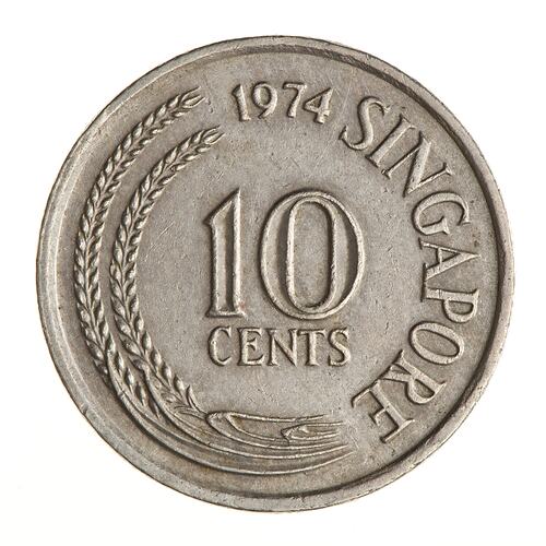 Coin - 10 Cents, Singapore, 1974