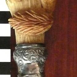 Parasol Handle - Bone, Ivory and Silver, circa 1880