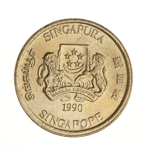 Coin - 5 Cents, Singapore, 1990