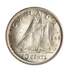 Coin - 10 Cents, Canada, 1968