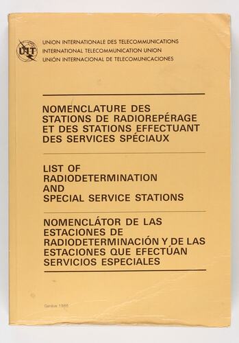 Manual - List of Radio Determination and Special Service Stations, International Telecommunication Union, Melbourne Coastal Radio Station,1986
