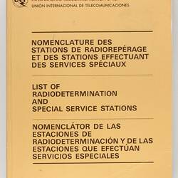 Manual - 'List of Radio Determination and Special Service Stations', International Telecommunication Union, 1986