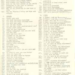 List - Standard Text for use in "EFM" Telegrams, Australia 1959