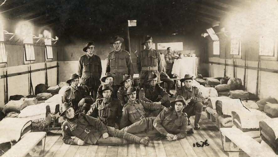 Australian Servicemen in Sleeping Quarters, 19th Reinforcements, 24th Battalion, World War I, circa 1917