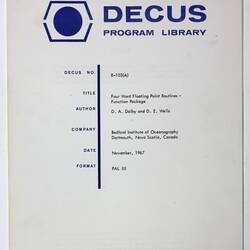 Program Library - DECUS, No. 8-103(A), 1967