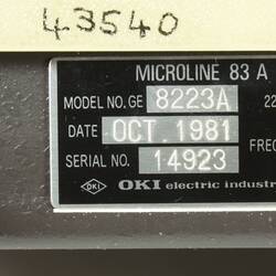 Printer - Microline, Model 83A, circa 1982