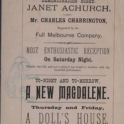 Programme - Eight Hours' Anniversary Sports, Ballarat, 1891