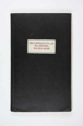 Accounting book with typed label.