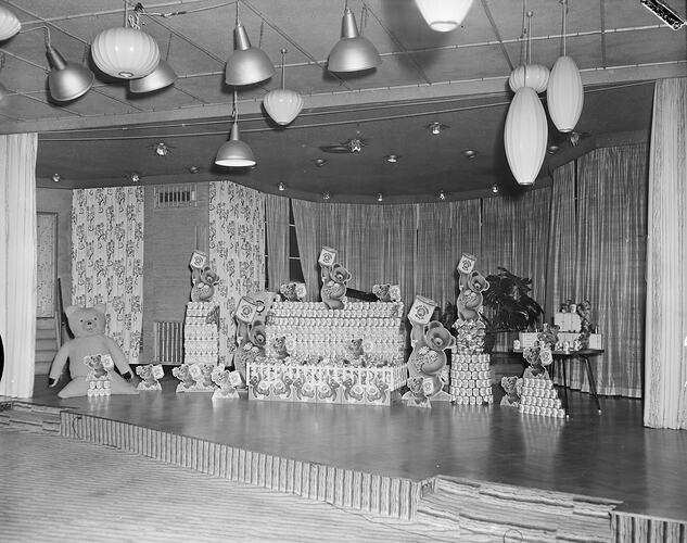 Tongala Milk Products, Bear Brand Milk Display, Chevron Hotel, Melbourne, Victoria, 14 Sep 1959