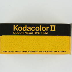 Film box with printed sticker label.