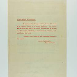 Back of document with italicized red writing