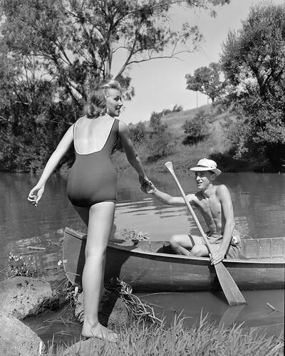 Australian Wool Board, Woman Modelling a Bathing Suit, Victoria, 13 Jan 1960