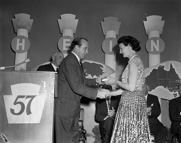 H.J. Heinz Company, Woman Accepting an Award, Dandenong, Victoria, 11 Dec 1959