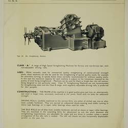 Photo image of straightening machine and descriptive text.