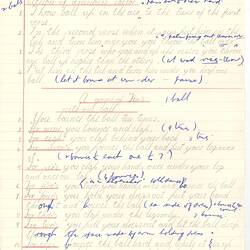 Second page of handwritten game descriptions in pencil on lined paper