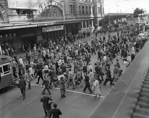 Crowd Near Flinders Street Station, Melbourne, 1960-1970
