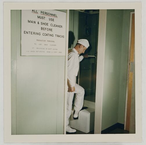 Worker in 'Man & Shoe Cleaner', Kodak Factory, Coburg, circa 1960s