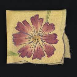 Handkerchief - Gold Silk with Hand-Painted Flower, 1938