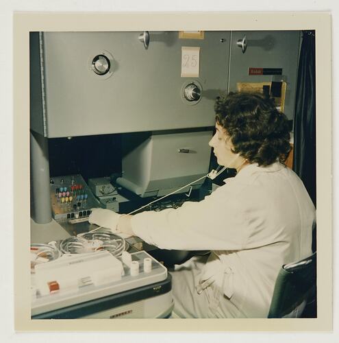 Slide 282F, 'Extra Prints of Coburg Lecture', Trainee Worker At Colour Printer, Kodak Factory, Coburg, circa 1960s