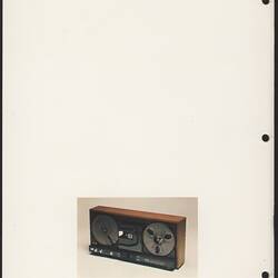 Rear cover page with photograph of tape player.