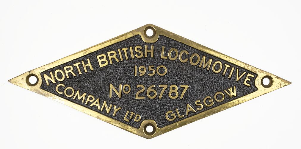 Locomotive Builders Plate - North British Locomotive Co., 1950
