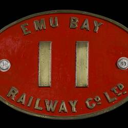 Locomotive Number Plate - Emu Bay Railway Co., Tasmania, 1911