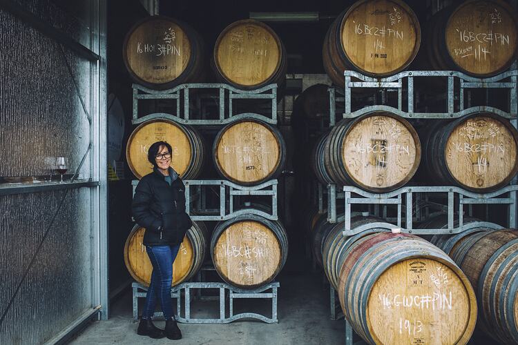 Lisa Satori and Wine Barrels, Leongatha South, Victoria, 22 Nov 2016