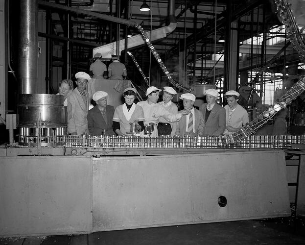 H. J. Heinz Co Pty Ltd, Visitors in Factory, Dandenong, Victoria, 1956
