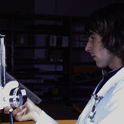 Slide - Kodak Australasia Pty Ltd, Worker Using a Thermometer, Coburg, circa 1981