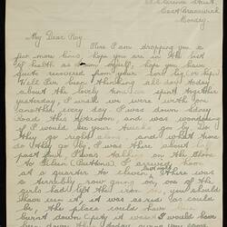Letter - Page 1, Roma Wright to Roy, Personal, 1941-1945