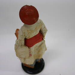 Indian Figure - Man Wearing White Tunic & Red Hat, Clay