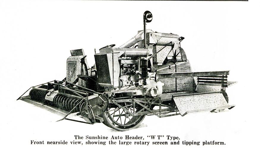 Illustration of Sunshine WT Type Auto Header Harvester.