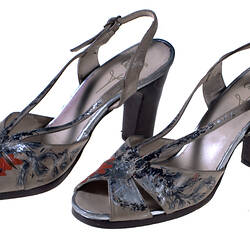 Sandals - Prue Acton & Opat Bros, Beige with Painted Flowers