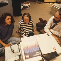 Digital Photograph - Odetta Moore & Caitlin O'Connell with Teacher ... Sunrise School, Melbourne Museum, Russell Street, 1989