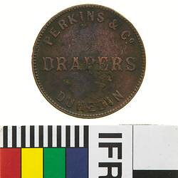 Token - Halfpenny, Perkins & Co, Drapers, Dunedin, Otago, New Zealand, circa 1865