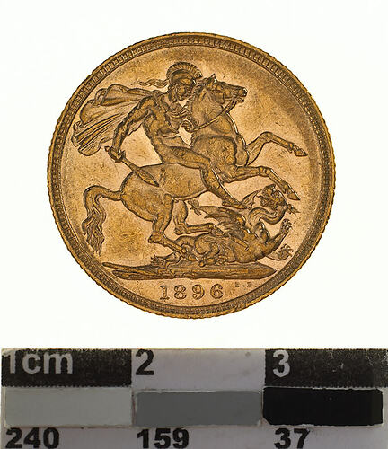 Coin - Sovereign, New South Wales, Australia, 1896, photographed by Museums Victoria
