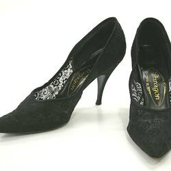Shoes - Paragon, Court, Black Lace, 1960s