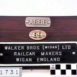 Locomotive Builders Plates Set - Walker Brothers (Wigan) Ltd, England, circa 1951