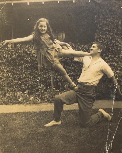 Digital Photograph - Boy & Girl Dancing in Front Yard, Royal Park, 1930
