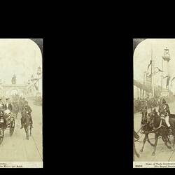 Stereograph - Federation Celebrations, Royal Carriage & Municipal Arch