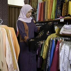 Digital Photograph - Zurlia Istiviani Usman, Displaying Clothing, House of EMAAN Store, Sydney Road, Brunswick, 2007