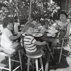 Family Celebrating Birthday in Backyard, Port Melbourne, 1970-1979