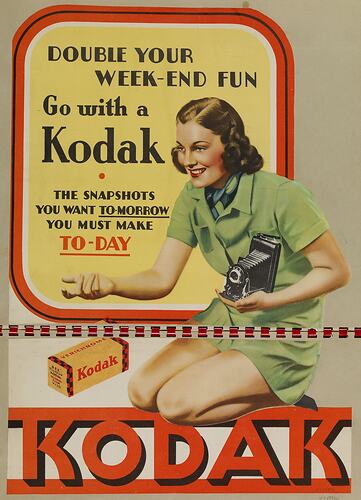 Poster - 'Double Your Week-End Fun, Go with a Kodak', 1930s