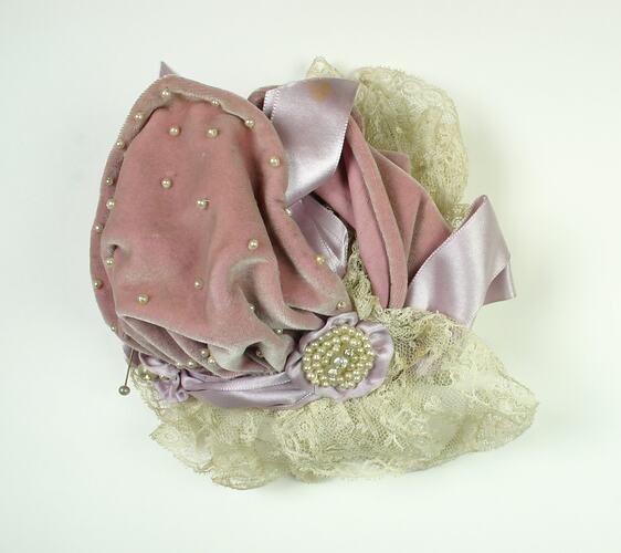 Headpiece - Purple Velvet & Lace, early 20th century